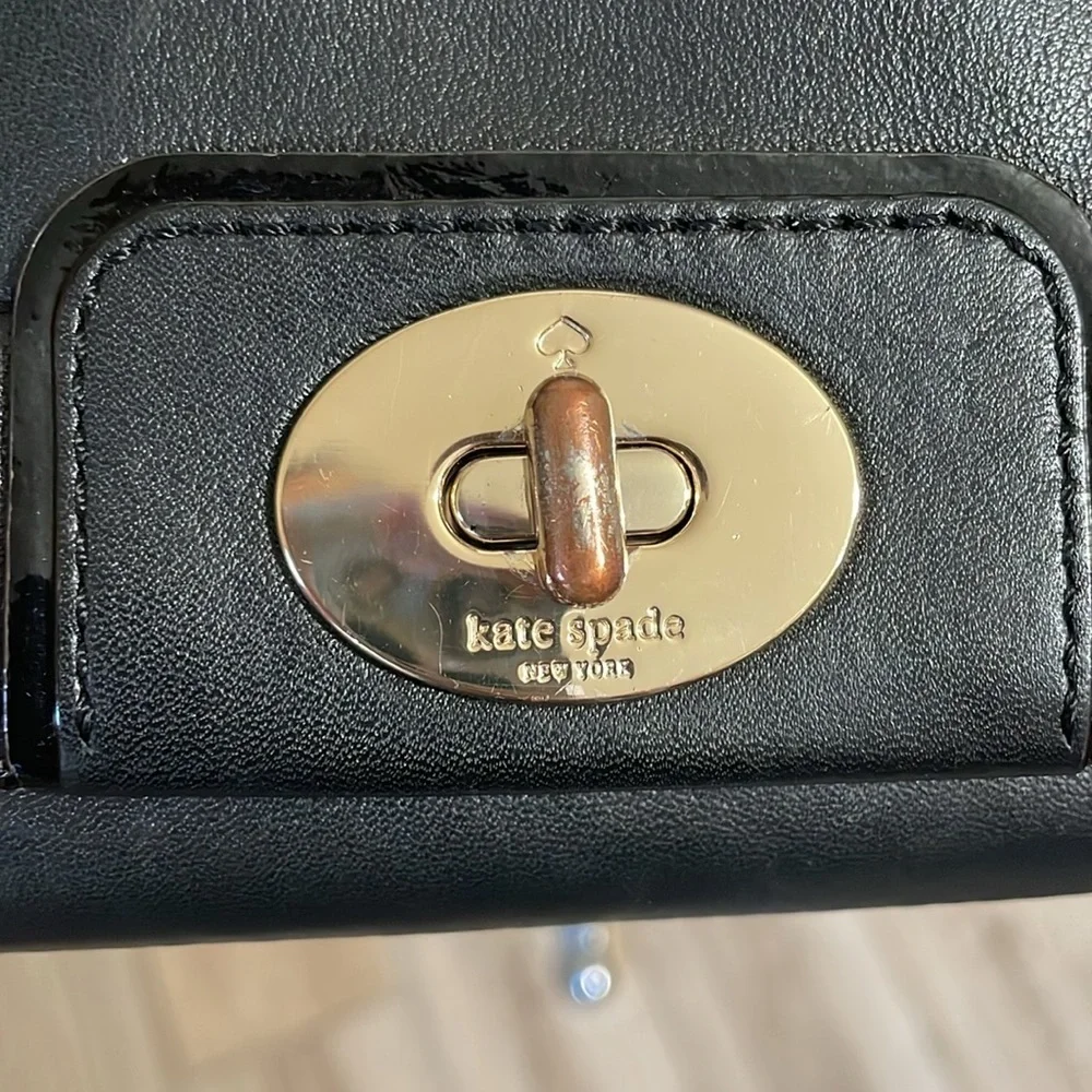 Kate Spade smooth black leather crossbody bag